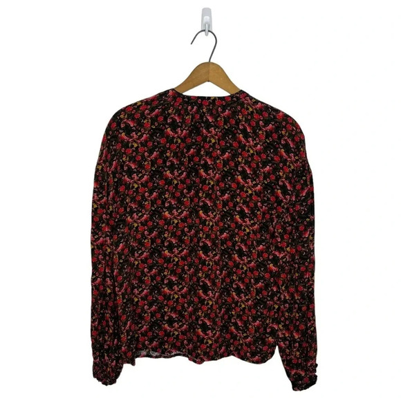 SOMETHING NAVY Micro Floral Print Button Down Relaxed Fit Blouse - Picture 5 of 13